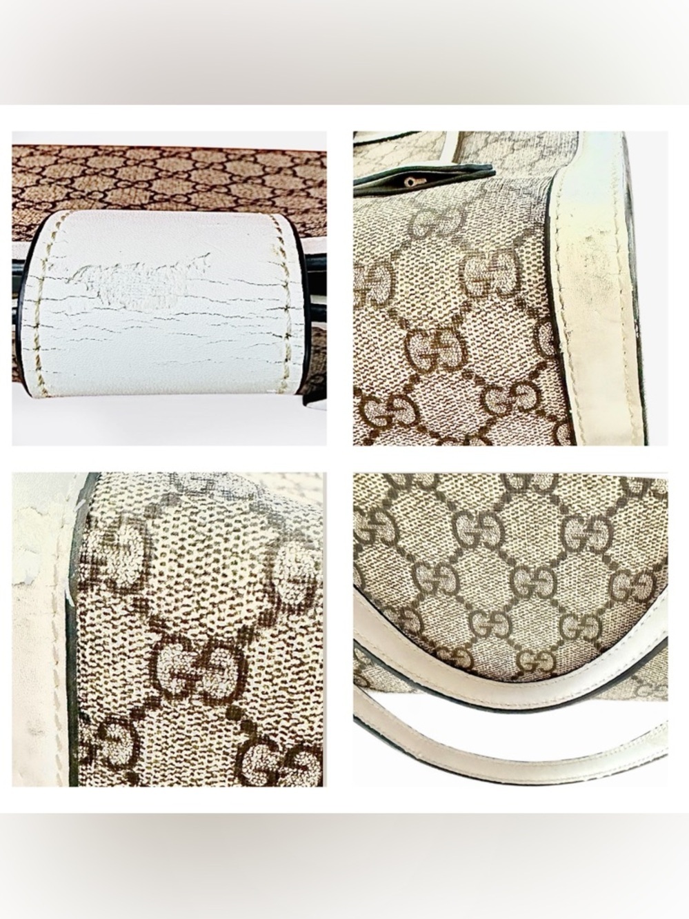 GUCCI GG Canvas Padlock Chain Tote – Ivory Leather Trim & Gold Hardware - Picture 9 of 10